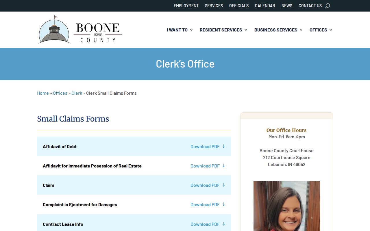 Boone County civil court docket small claims forms