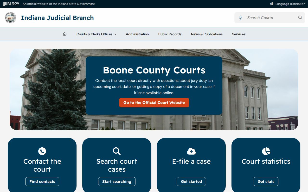 Boone County court docket Judicial District page
