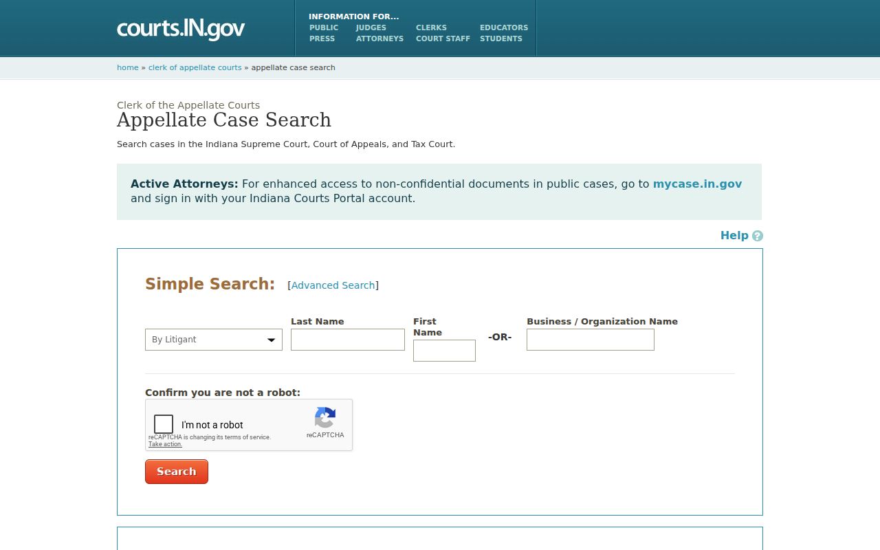 Jamestown court records in the Indiana appellate search