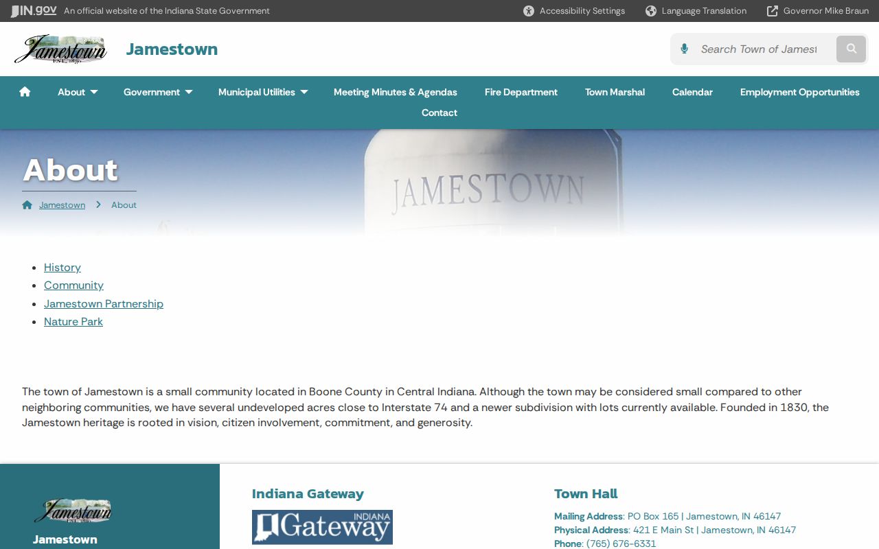 Jamestown court records and current Town Hall source