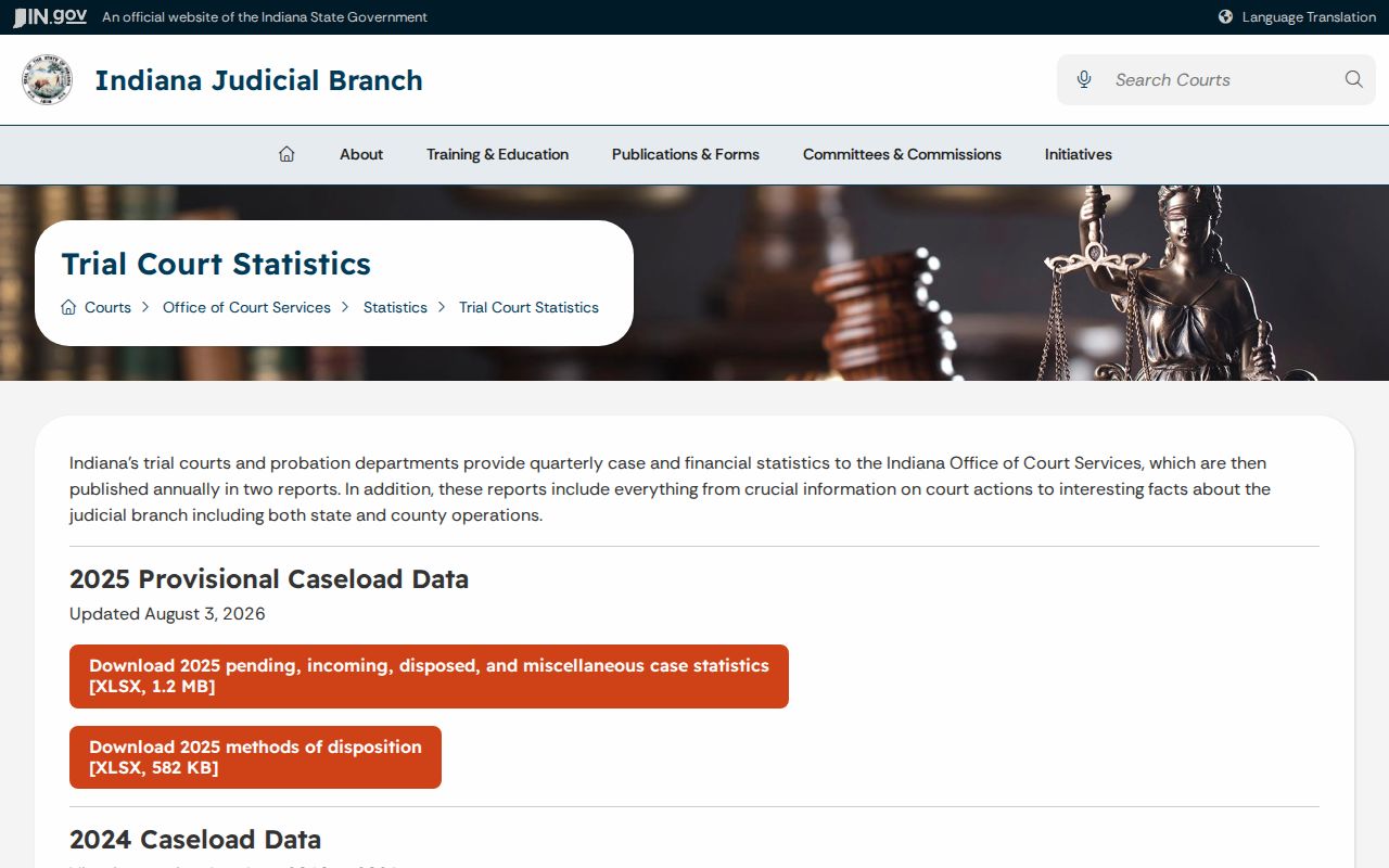 Lebanon court records and Indiana provisional trial court statistics notice