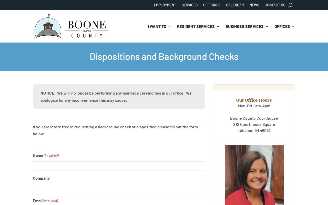 Lebanon court records disposition and document request fields