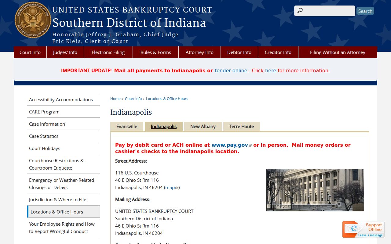 Thorntown court records federal bankruptcy Indianapolis Division route