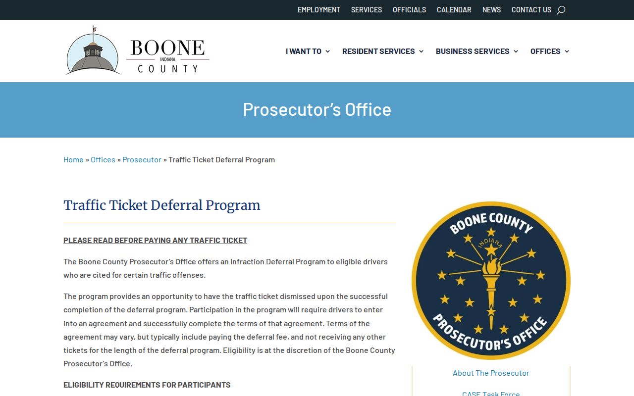 Boone County traffic court deferral information